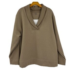 Bobby Brooks pull over fleece lined sweatshirt size 2 XL tan and white New